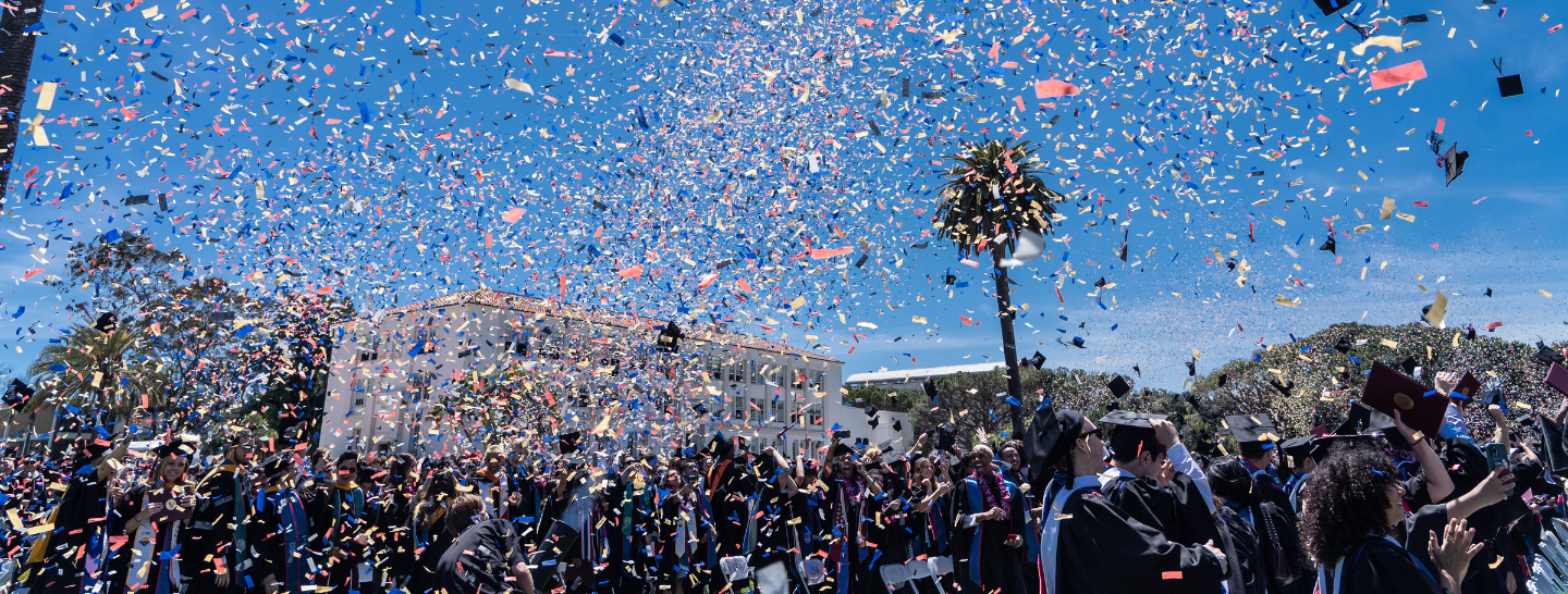 An image of confetti at commencement